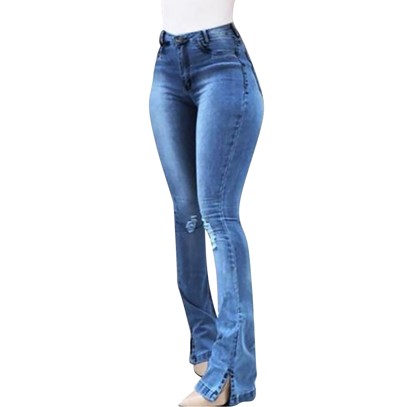 gvdentm Jeans For Women Womens High Waisted Bell Bottom Jeans Denim High  Rise Flare Jean Pants with Wide Leg and Belt