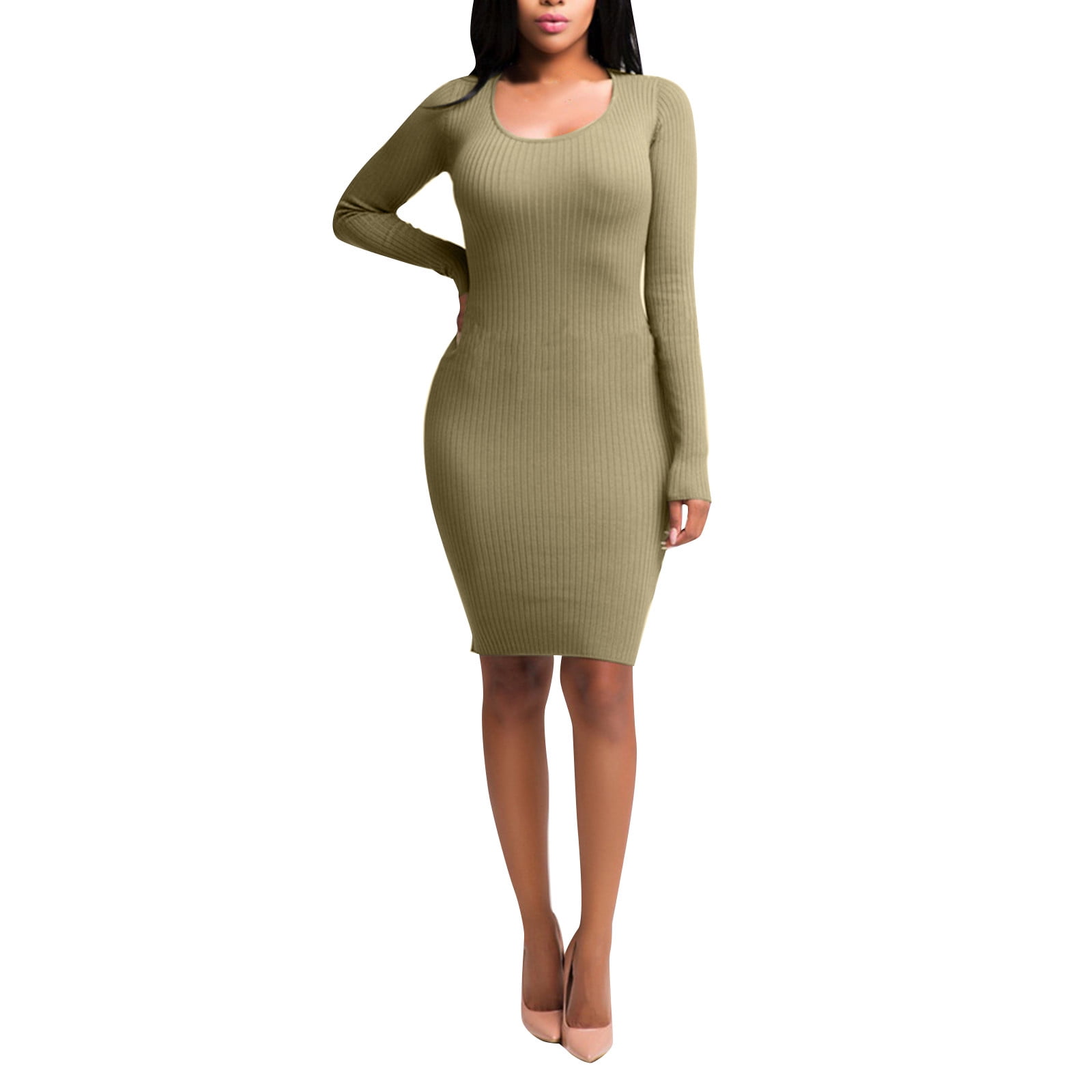gvdentm Maternity Dresses Womens Crew Neck Sleeveless Bodycon Dress Ribbed  Slim Fit Ruched Stretchy Party Club Short Mini Dress