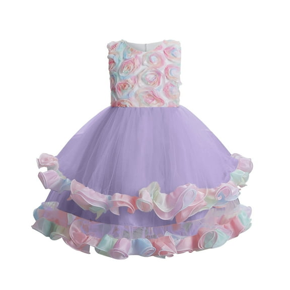 gvdentmGirls Easter Dress Girls Floral Dress Boho Ruffle Sleeve Pleated Casual Swing Dresses with Pockets for Kids Purple,11-12 Years