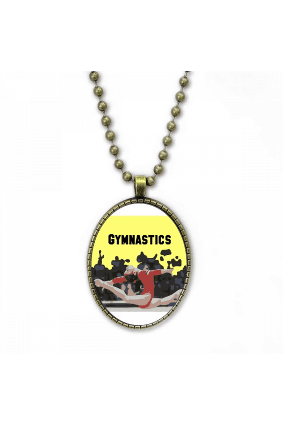 gymnastics competitive art necklace vintage chain bead pendant jewelry collection