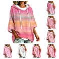 thumbnail image 1 of gzxflxpge Breast Cancer Shirts Women In Octobe We Wear Pink Floral Print Pullover Top Casual Breathable 3/4 Sleeve Drawstring Hoodies Top Light Blue XL, 1 of 6