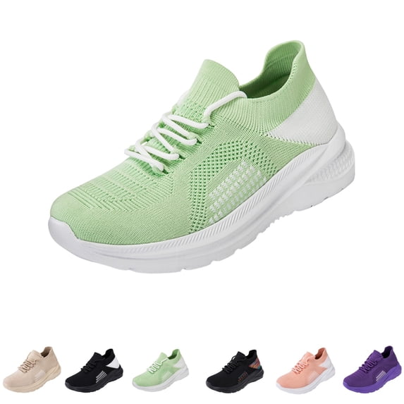 gzxflxpge Comfort Orthopedic Shoes for Women Fashion Non sllip Arch Support Walking Tennis Shoes Lightweight Breathable Lace-up Sneakers Green 8(CN-40)