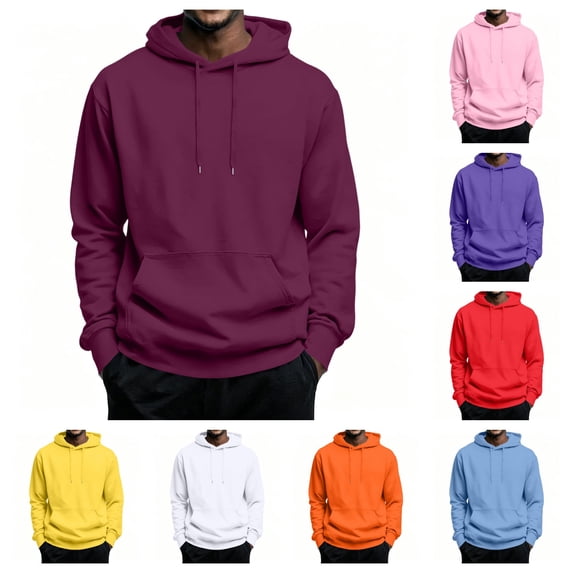 gzxflxpge Hooded Sweatshirt Men Causal Loose Fit Long Sleeve Sweater Fashion Breathable Warm Fall Winter Top with Pockets Wine 3XL