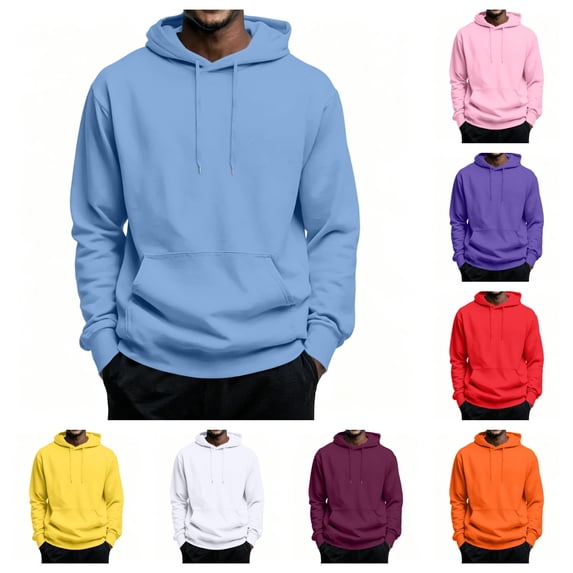 gzxflxpge Hooded Sweatshirt for Men Causal Loose Fit Long Sleeve Sweatshirt Stylish Breathable Warm Fall Winter Clothes with Pockets Sky Blue XL