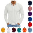 thumbnail image 1 of gzxflxpge Long Sleeve Polo Shirts for Men Casual Comfortable Lapel Button Up Golf T Shirts Trendy Wide Leg Solid Color Top for Walking Purple Pink M, 1 of 8