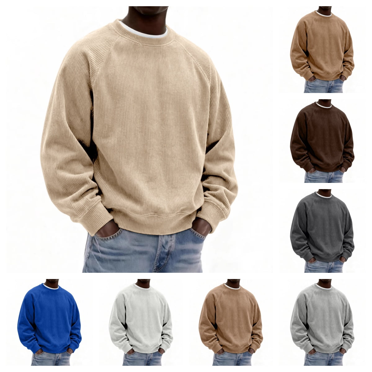 gzxflxpge Men's Corduroy Casual Sweatshirt Essential Long Sleeve