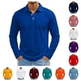 thumbnail image 1 of gzxflxpge Men's Long Sleeve Polo Shirts Casual Quick Dry Lapel 3-Button Golf Tshirts Fashion Oversized Pure Color Tops for Athletic Royal Blue 3XL, 1 of 8