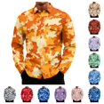 thumbnail image 1 of gzxflxpge Mens Camouflage Casual Long Sleeve Shirts Comfortable Soft Lapel Button T-Shirts Funky Classic Fit Blouse with Flap Pockets Saffron L, 1 of 8