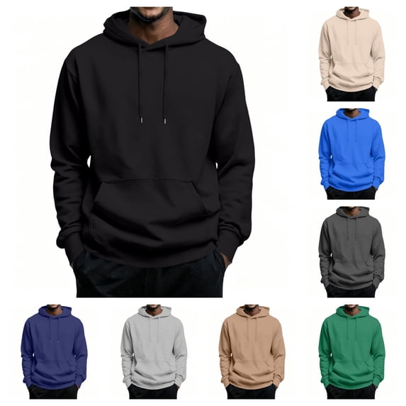 gzxflxpge Mens Hooded Sweatshirt Causal Big and Tall Long Sleeve Hooded Pullover Stylish Lightweight Soft Fall Winter Clothes with Kangaroo Pocket Black M