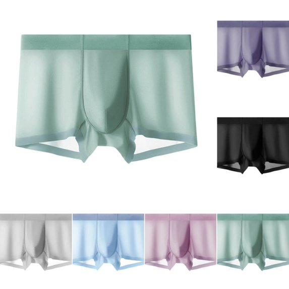 gzxflxpge Mens Ice Silk Boxer Briefs, Breathable Pouch Underwear, Lightweight Stretch Support Light Green XL