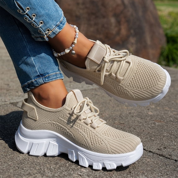 gzxflxpge Orthopedic shoes for women Casual Comfortable Running Athletic Shoes New Wide Toe Box Comfort Wear Waterproof Non Slip On Tennis Khaki 5.5(CN-36)