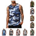 thumbnail image 1 of gzxflxpge Tank Tops for Men Fitness Bodybuilding Crewneck Sleeveless Casual Camo Tshirts Summer Lightweight Comfort Loose Fit Tees Dark Blue S, 1 of 4