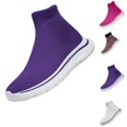 thumbnail image 1 of gzxflxpge Women High‑Top Sock Sneakers, Stretch Knit Slip‑On Walking Shoes, Lightweight Cushioned Casual Fashion Shoes for Daily Sports & Outdoor Activities Purple 8（CN-40）, 1 of 5