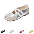 thumbnail image 1 of gzxflxpge Women Retro Spliced Ballet Flat Shoes, Split Toe Design with Crisscross Elastic Strap, Soft Lightweight Slip‑On Casual Walking Footwear Light Gray 7.5（CN-39）, 1 of 8