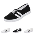 thumbnail image 1 of gzxflxpge Women's Striped Canvas Casual Shoes, Low Top Lace Up Lightweight Walking Sneakers Black 5.5（CN-36）, 1 of 6