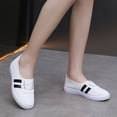 thumbnail image 1 of gzxflxpge Women's Striped Canvas Casual Shoes, Low Top Lace Up Lightweight Walking Sneakers White 5.5（CN-36）, 1 of 4