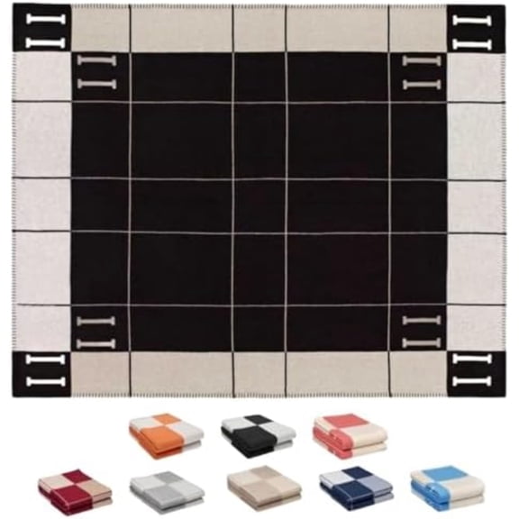 h Blanket Soft Throw Blanket Faux Fleece Plaid Warm Shawl Thick Knitted Plush Cozy Comfy for Women Throw Blanket for Sofa Couch Bed Size 55x67 in (Black)