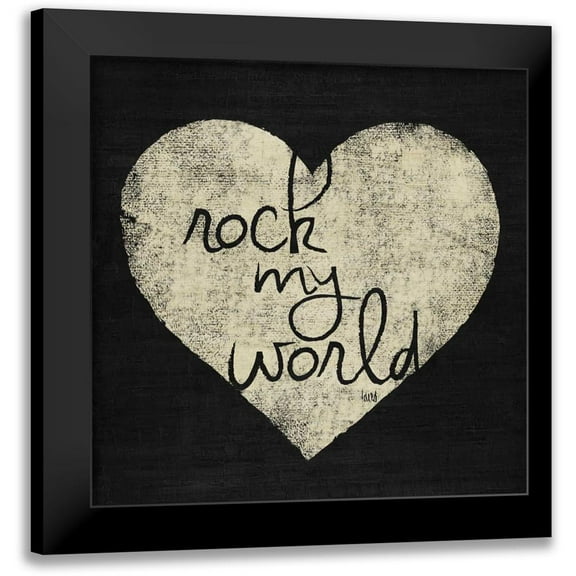 h.artworks 12x12 Black Modern Framed Museum Art Print Titled - Graffiti Heart Black and Cream I