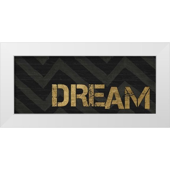 h.artworks 14x8 White Modern Wood Framed Museum Art Print Titled - Chevron Sentiments Black and Gold Panel IV