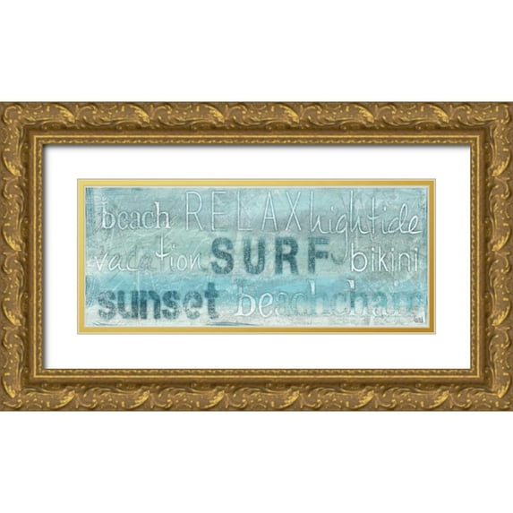 h.artworks 18x10 Gold Ornate Wood Framed with Double Matting Museum Art Print Titled - Seascape Sentiment I