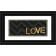 thumbnail image 1 of h.artworks 24x12 Black Ornate Wood Framed with Double Matting Museum Art Print Titled - Chevron Sentiments Black and Gold Panel III, 1 of 4