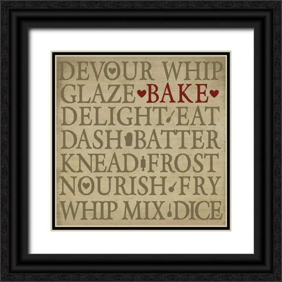 h.artworks 26x26 Black Ornate Wood Framed with Double Matting Museum Art Print Titled - Chefs Words I