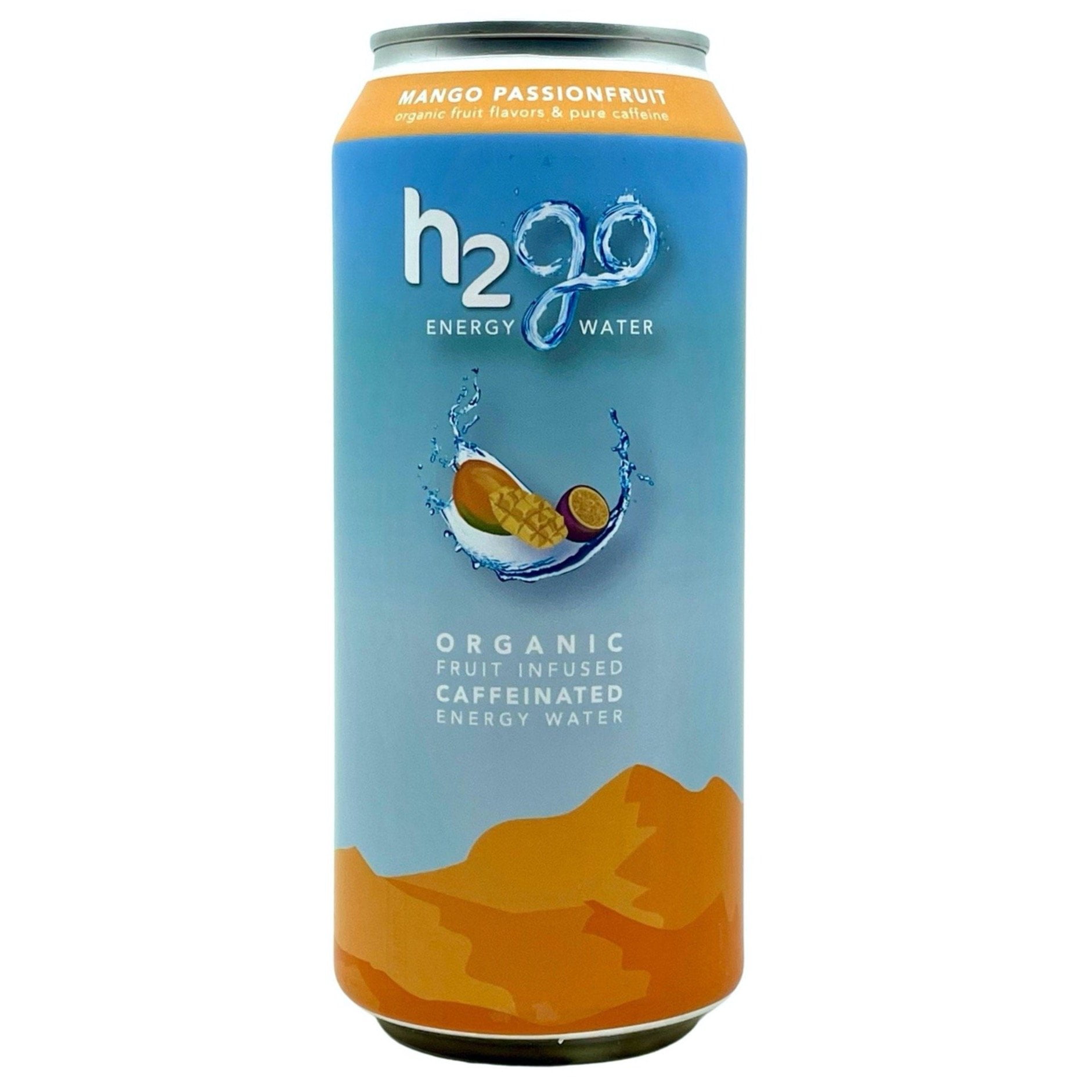 h2go Energy Water, Mango Passionfruit (Pack of 12) Fruit-Infused Caffeinated Energy Water, Organic, Zero Sugar, Zero Calories, Zero Artificials