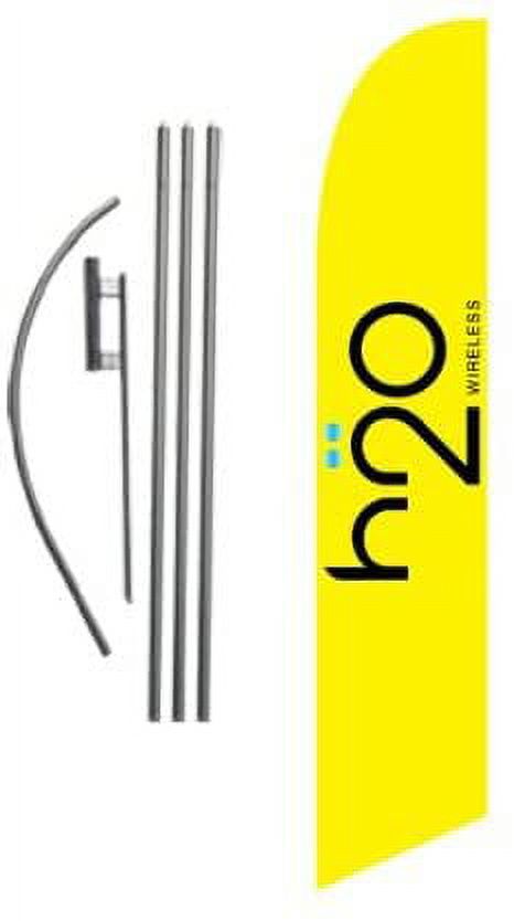 h2o Wireless Advertising Feather Banner Swooper Flag Sign with Flag Pole Kit and Ground Stake