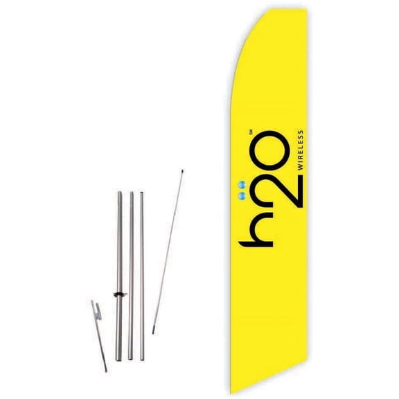 h2o Wireless Yellow Super Novo Feather Flag - Complete with 15ft Pole Set and Ground Spike