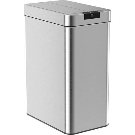 hOmeLabs 13 Gallon Stainless Steel Garbage Can with Touchless Motion Sensor and AC Adapter
