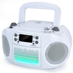 hPlay GC09 Kids Boombox, Top Loading CD Player, Bluetooth connectivity for Smartphones, Effortless AUX, USB, Radio and MP3 connectivity, Sing Along Function (Microphone not Included)- White