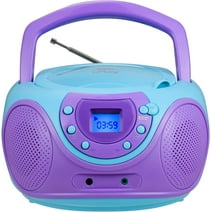hPlay P16 Portable CD Player Boombox AM FM Digital Tuning Radio, Aux Line-in, Headphone Jack (Violet)