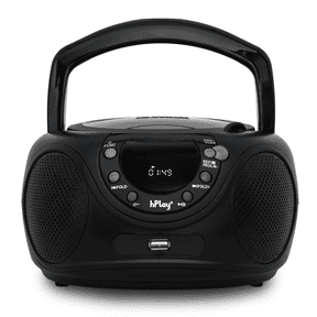 hPlay P16 Portable CD Player Boombox with Bluetooth, FM Digital Radio, USB/MP3 Playback, Aux-in & Headphone Jack - AC/Battery Powered Stereo System (Black)