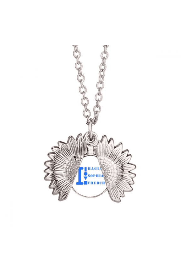 hagia sophia art deco fashion sunflower necklace pendant locket jewelry
