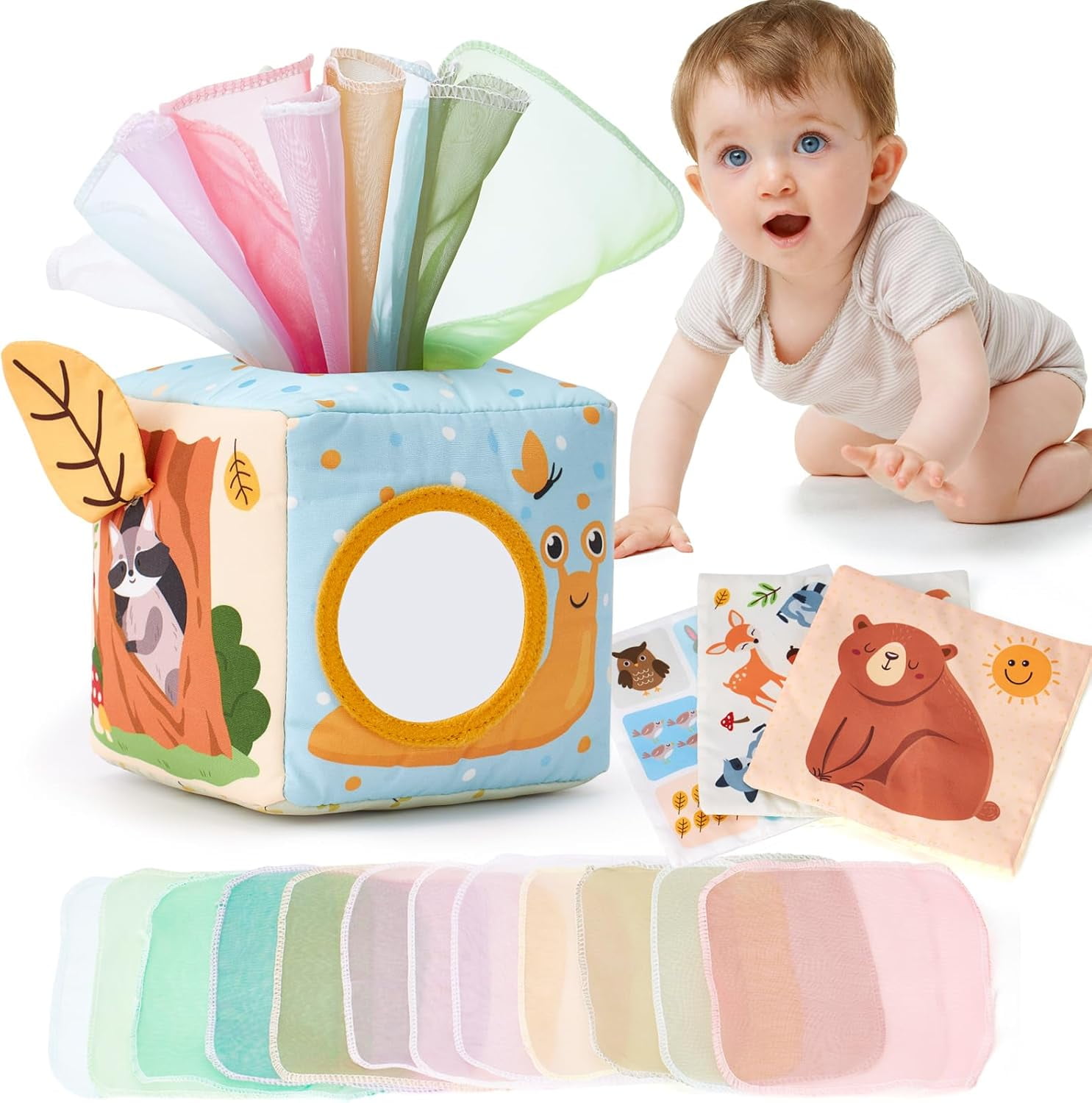 hahaland Baby Tissue Box Toy Baby Toys 6-12 Months Montessori
