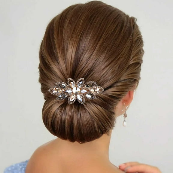 hair barrettes for girls Popular pick barrettes for women thin hair Floral Rhinestone Hairpin Luxury Crystal Flower Hair Barrette Clip