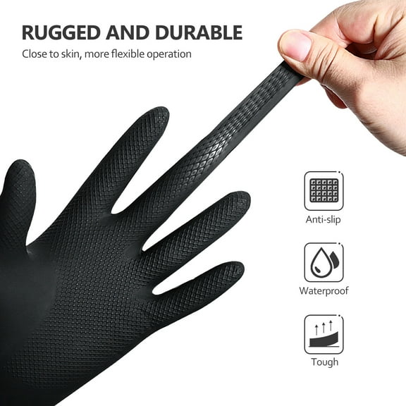 hair salon gloves Beaupretty 10Pcs Hair Salon Laboratory Gloves Reusable Latex Gloves Salon Hair Color Dye Gloves Medium Size (Black)