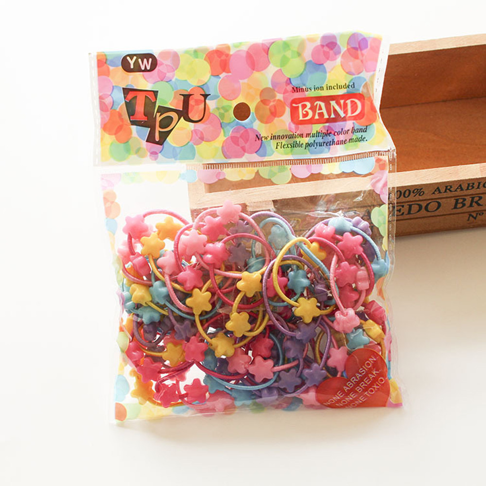 hair ties 50pcs Children's Bottom Cartoon Double Bead Tie up the Hair