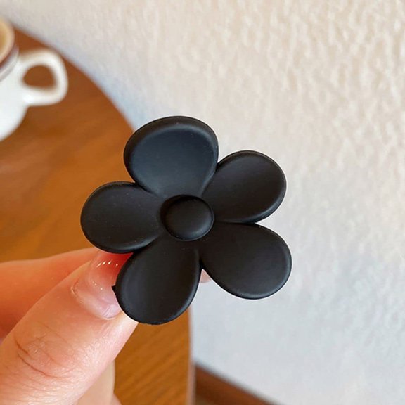hairpin Flower Hair Clip Small Hair Claw Hairpins Non Slip Cute Hair Claw Clips for Women Thin Thick Hair Solid Color Matter Hair Clip ( Size : M-black )