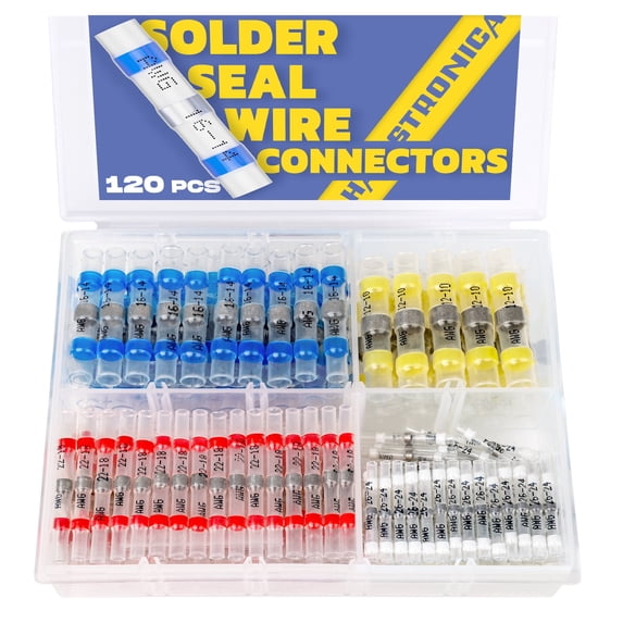 haisstronica 120PCS Solder Seal Wire Connectors, Marine Grade Waterproof Wire Splice Connector Kit for Electrical Projects