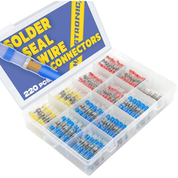 haisstronica 220PCS Solder Seal Wire Connectors, Electrical Wire Connectors Kit, Waterproof Wire Splice Connector