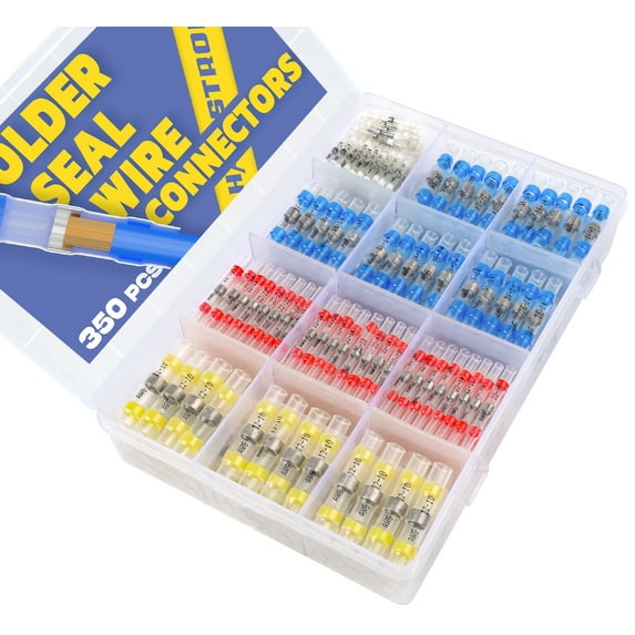 haisstronica 350PCS Solder Seal Wire Connectors, AWG 26-10 Waterproof Wire Splice Connector, Electrical Connectors Kit