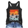 thumbnail image 1 of haizhen Racerback Tank Tops for Women Loose Fit Evening Sun Palm Tree Printed Sleeveless Athletic Running Vest Casual Summer Workout Clothes Black, L, 1 of 5