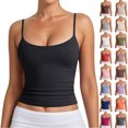 thumbnail image 1 of haizhen Spaghetti Strap Tank Tops for Women Slim Fit Running Vest for Women Workout Tank Tops Woman Sleeveless Athletic Camisole Basic Shirts Going Out Tops Women's Tank Tops Army Green, M, 1 of 7
