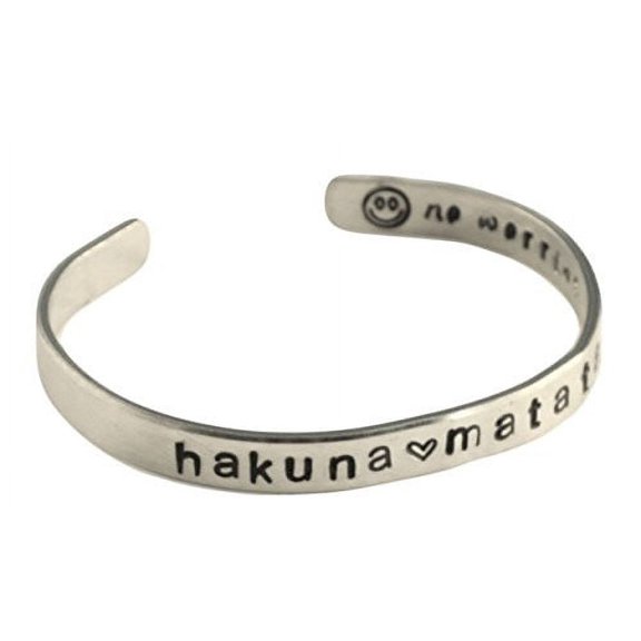 hakuna matata - Hand Stamped Aluminum Cuff Bracelet Adjustable Skinny Bracele...