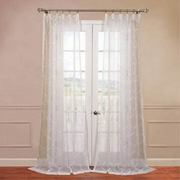 half price drapes shch-emb20131a-84 embroidered sheer curtain, florentina white