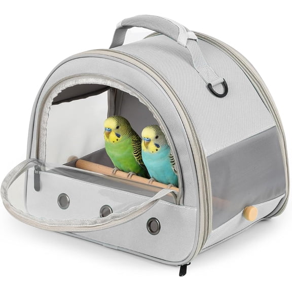 halinfer Small Bird Travel Carrier for Parakeet Budgies Parrot Cockatiel Conure, Portable Lightweight Clear Front Window with Horizontal Bar for 2 Birds Standing Perch