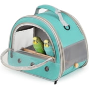 halinfer Small Bird Travel Carrier for Parakeet Budgies Parrot Cockatiel Conure, Portable Lightweight Clear Front Window with Horizontal Bar for 2 Birds Standing Perch
