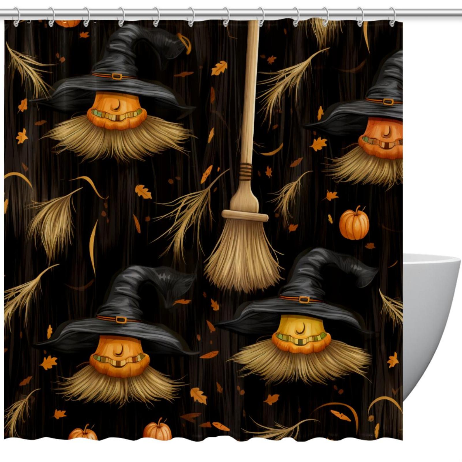 halloween broom Shower Curtain Waterproof Bathroom Curtain with