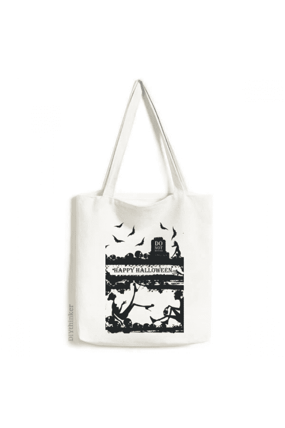 halloween crow human tote canvas bag shopping satchel casual handbag